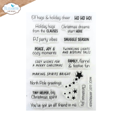 Transparente Stempelfolie mit 18 englischen Weihnachtssprüchen und Sternen von Elizabeth Craft Designs