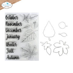 Clear Stamps und Stanzschablonen Set Seasonal Words und Leaves im Detail