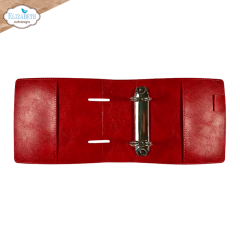 Geöffneter Memory Binder in Rot mit Metallringen und Innentaschen