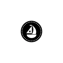 Stempel flächig Kreis Naht Segelboot