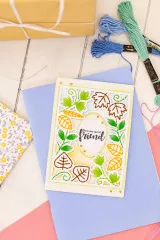 Gemini Create-A-Card Cutting Die - Embroidery Frame Swirly Leaves