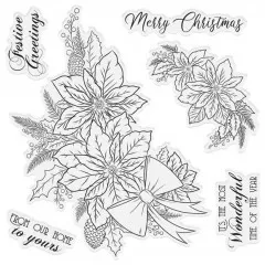 Clear Stamps and Die Set - Xmas Floral Spray Festive Poinsettia