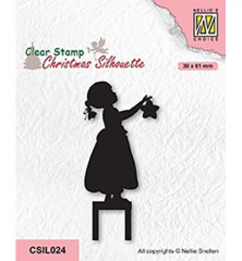 Clear Stamps - Christmas Silhouettes Little Girl decorating