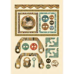 Colored Wooden Shapes - Klimt frames and buttons