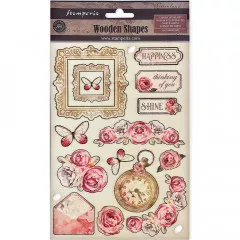 Colored Wooden Shapes - Shabby Rose