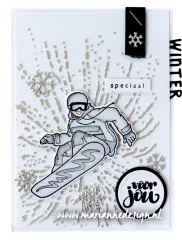 Clear Stamp and Die Set - Hettys Snowboarder