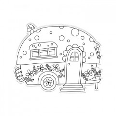 Clear Stamps, Cutting Die - Garden Gnomes Caravan