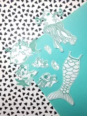 Dylusions Cling Stamps - Plenty More Fish In The Sea