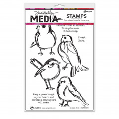 Dina Wakley Media Cling Stamps - Scribbly Birds