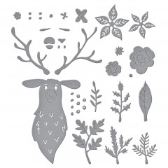 Spellbinders Etched Dies By Simon Hurley - Floral Stag Joyful Christmas