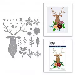 Spellbinders Etched Dies By Simon Hurley - Floral Stag Joyful Christmas