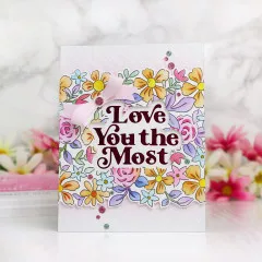 Pinkfresh Studio Cling Stamps - Mixed Blooms Background