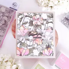 Pinkfresh Studio Stencils - Magnolia Pattern Layering