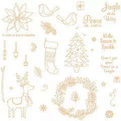 Tonic Studios Clear Stamps and Stencil Set - Christmas Cheer