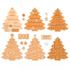 Tonic Studios Die & Stamp Set - Happy Holidays Christmas Tree