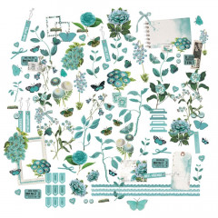 49 and Market - Color Swatch: Teal - Mini Laser Cut Outs - Elements