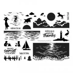 Hero Arts Clear Stamps - Color Layering Sunset Over Waves