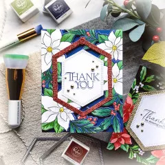 Pinkfresh Studio Cling Stamps - Poinsettia Frame