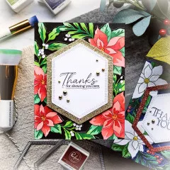 Pinkfresh Studio Cling Stamps - Poinsettia Frame