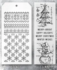 Tim Holtz Mixed-Media Stamps & Stencil - Set #58 - Winter Blueprints