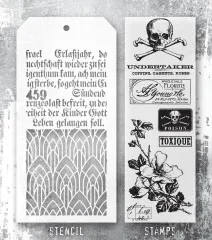 Tim Holtz Mixed-Media Stamps & Stencil - Set #72 - Rest In Peace