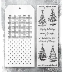 Tim Holtz Mixed-Media Stamps & Stencil - Set #78 - Scribbly Christmas