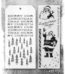 Tim Holtz Mixed-Media Stamps & Stencil - Set #89 - Jolly Holiday