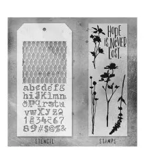 Tim Holtz Mixed-Media Stamps & Stencil - Set #21