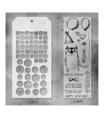 Tim Holtz Mixed-Media Stamps & Stencil - Set #9 - Tiles and Splotches