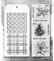 Tim Holtz Mixed-Media Stamps & Stencil - Set #92 - Blueprint Christmas #2