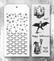 Tim Holtz Mixed-Media Stamps & Stencil - Set #65 - Trick Or Treat