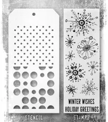 Tim Holtz Mixed-Media Stamps & Stencil - Set #85 - Retro Flakes