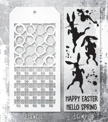 Tim Holtz Mixed-Media Stamps & Stencil - Set #83 - Bunny Hop