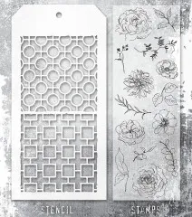 Tim Holtz Mixed-Media Stamps & Stencil - Set #61 - Floral Elements