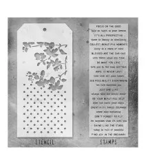 Tim Holtz Mixed-Media Stamps & Stencil - Set #13 - Blossom and Polkadot