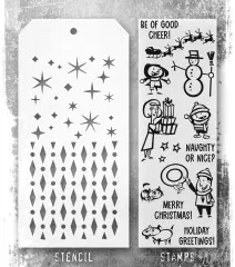 Tim Holtz Mixed-Media Stamps & Stencil - Set #86 - Christmas Cartoons