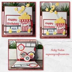 Karen Burniston - Clear Stamps - Movie Night Greetings