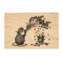 House-Mouse Wood Mount Stamp - Flower Shower