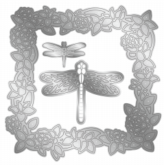 Metal Die - Dancing Dragonfly Water Lily Frame