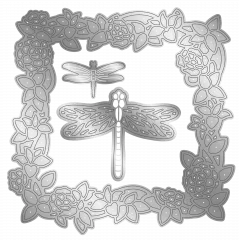 Metal Die - Dancing Dragonfly Water Lily Frame