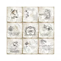 Stamperia 2-seitiges 12x12 Designpapier - Romantic Journal Cards