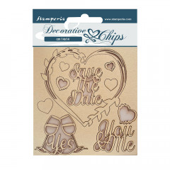 Stamperia Decorative Chips - You and me Save the date