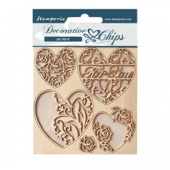 Stamperia Decorative Chips - Rose Parfum hearts