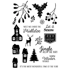 Vaessen Creative - Clear Stamps - Jolly Mail Collection - Mistletoe