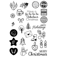 Vaessen Creative - Clear Stamps - Jolly Mail Collection - Falala Kerst