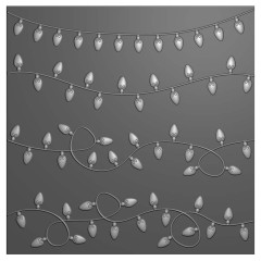 Grauer 3D-Prägefolder mit vier geschwungenen Lichterketten aus Weihnachtsbirnen