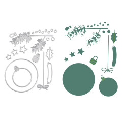 Vaessen Creative - Stanzschablone - Weihnachtskugeln & Tannenzweig