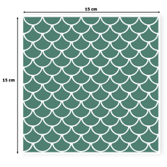 Schablone Fish Scales mit Maßangabe 15 x 15 cm und Muster aus Fischschuppen