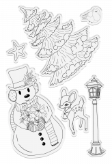 Clear Stamps and Cutting Die - Vintage Snowman O\ Christmas Tree