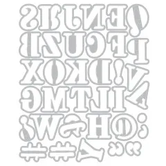 Grafische Darstellung der spiegelverkehrten Buchstaben- und Satzzeichen-Stanzformen.